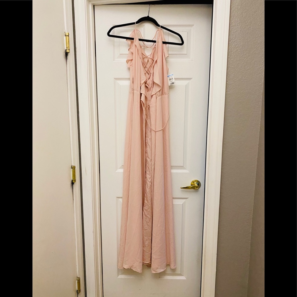 WAYF Jamie Ruffle Wrap Gown London Fog XS NWT New - Picture 3 of 4
